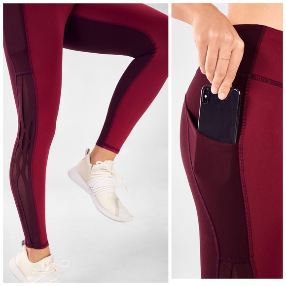 Fabletics Mid-Rise Powerhold Colorblack 7/8 Leggings Mesh Athleisure Athletics S - Picture 2 of 11